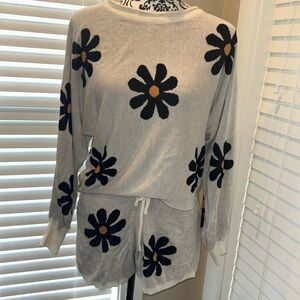 Ekouaer Daisy Print 2 Piece Pajama Set